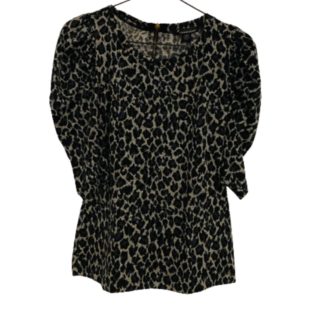 Twenty One | Black Animal Print Puff Sleeve Shirt, Small